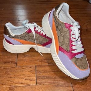 Coach Logo Purple Colorblock Sneakers
